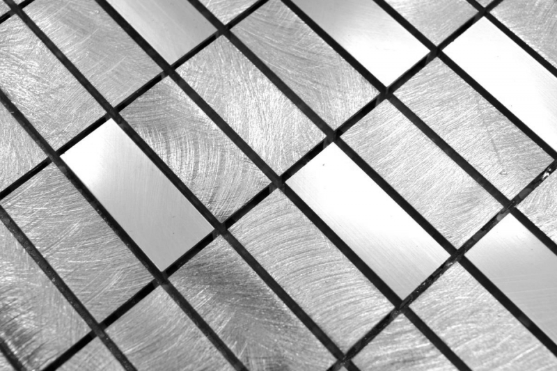 Piastrella di mosaico a mano alluminio rettangolo alluminio argento spazzolato lucido piastrelle backsplash cucina MOS49-C201F_m