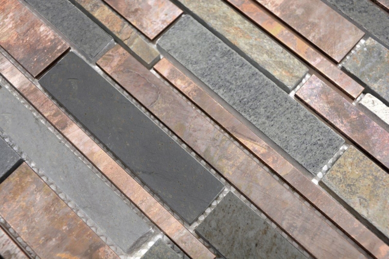 Piastrella di mosaico modellata a mano pietra rame grigio ruggine rame pietra composita MOS47-XSK565_m