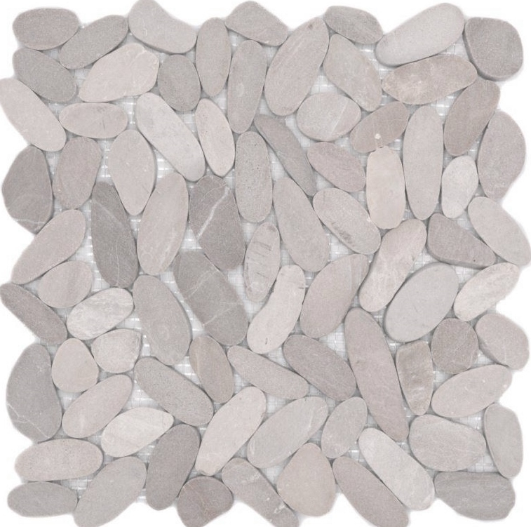 Échantillon manuel de carreaux de mosaïque galets de rivière galets de pierre beige clair coupés TAN 5 7 MOS30-IN10_m