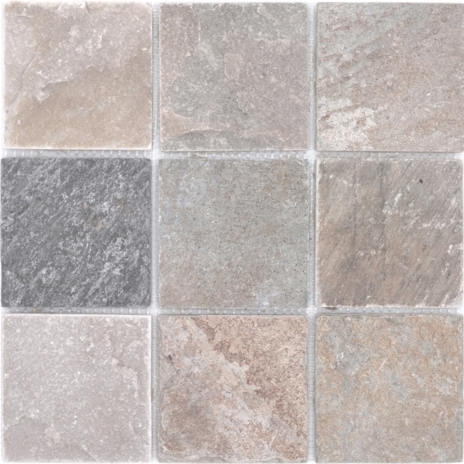 Hand sample mosaic tile quartzite natural stone quartzite beige gray kitchen splashback MOS36-0210_m