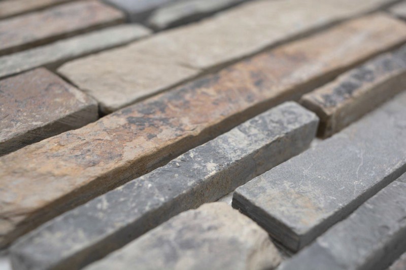 Hand sample mosaic tile slate natural stone rust brick slate rustic wall cladding kitchen tile MOS34-2525_m