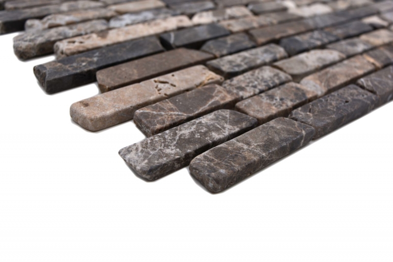 Handmuster Mosaik Fliese Marmor Naturstein Brick Impala braun geflammt MOS40-1304_m