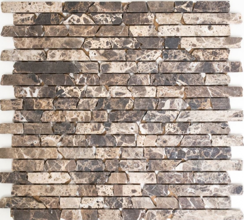 Hand-painted mosaic tile marble natural stone Brick Impala brown flamed MOS40-1304_m