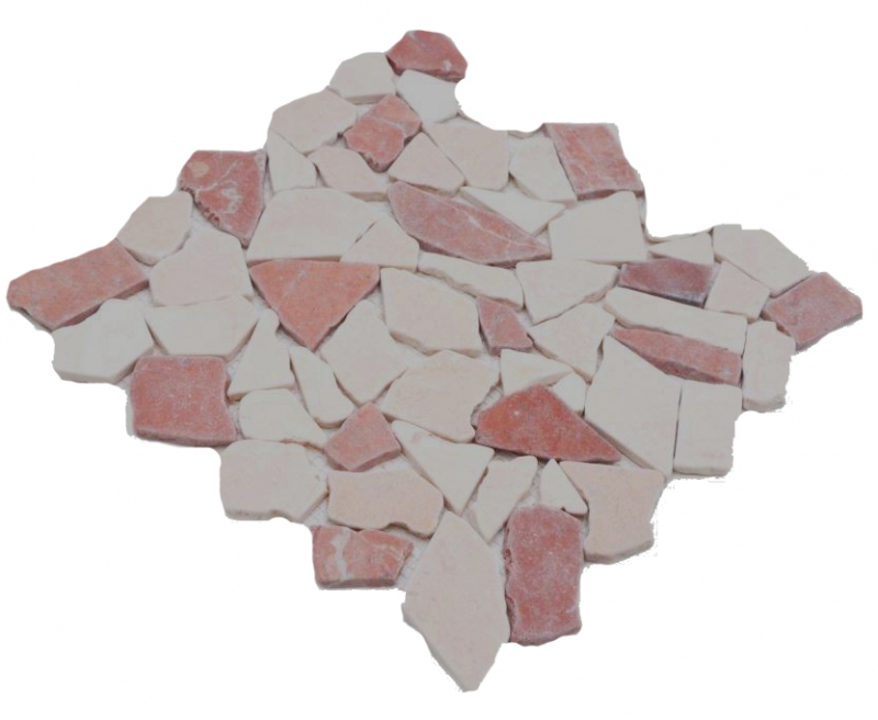Hand-painted mosaic tile marble natural stone red beige quarry Ciot Rosso Verona Botticino MOS44-1002_m