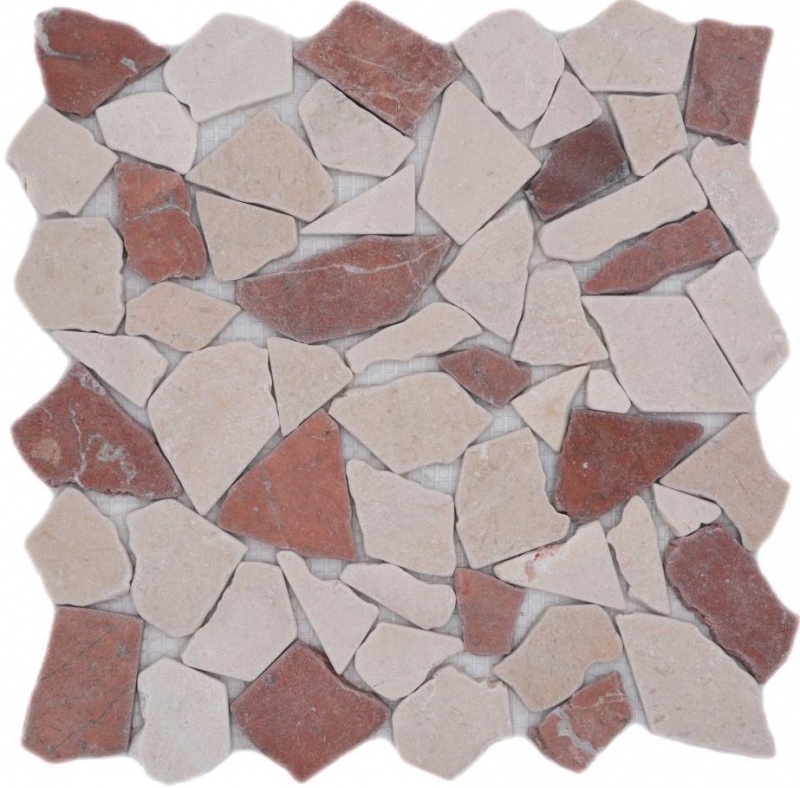 Piastrella di mosaico dipinta a mano marmo pietra naturale rosso beige cava Ciot Rosso Verona Botticino MOS44-1002_m