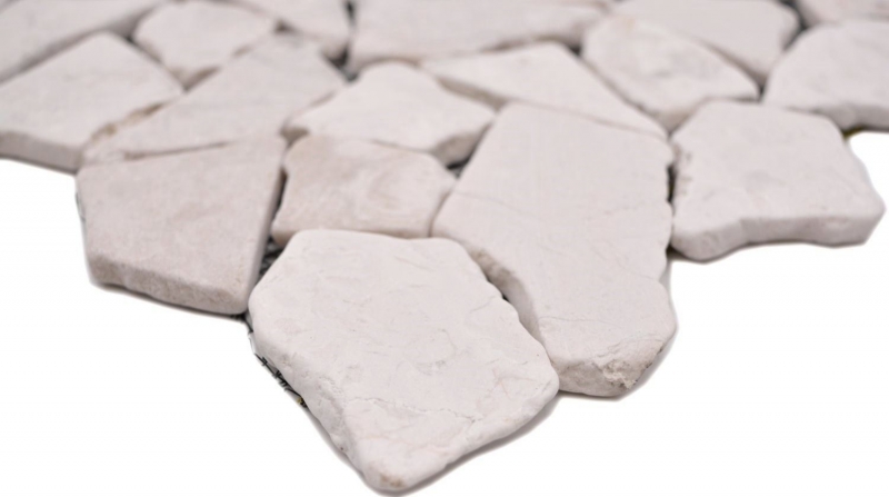 Handmuster Mosaik Fliese Marmor Naturstein hellbeige Bruch Ciot Biancone MOS44-30-100_m