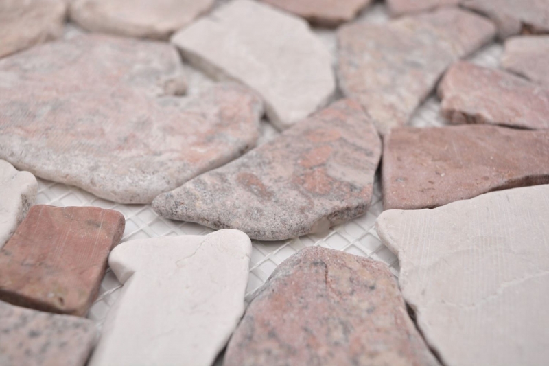 Handmuster Mosaik Fliese Marmor Naturstein beige rot Bruch Ciot RossoCream MOS44-30-130_m