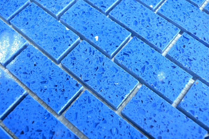 Handmuster Mosaik Küchenrückwand Quarz Komposit Kunststein Brick Artificial blau MOS46-ASMB5_m