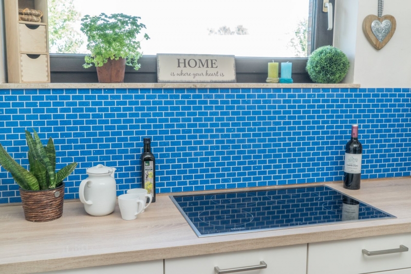 Hand-painted mosaic kitchen splashback quartz composite artificial stone Brick Artificial blue MOS46-ASMB5_m