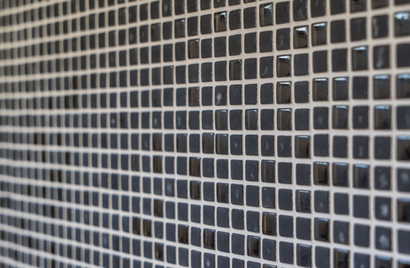 Hand-painted mosaic tile ECO Recycling GLAS Enamel black matt glass MOS140-01B_m