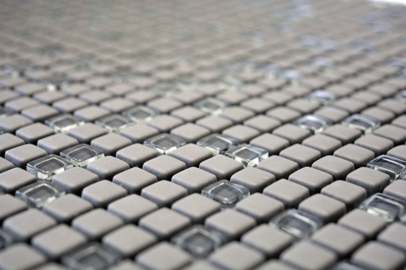Hand-painted mosaic tile ECO Recycling GLAS Enamel gray-brown matt glass MOS140-05G_m