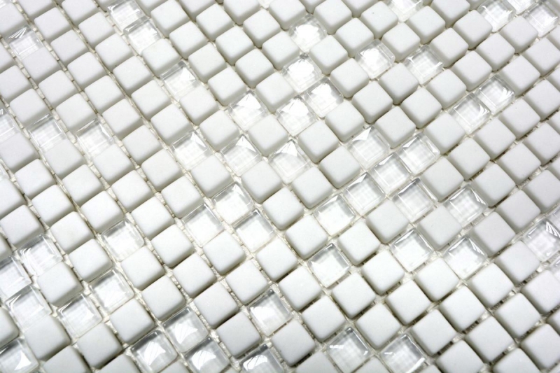 Hand-painted mosaic tile ECO Recycling GLAS Enamel white matt glass MOS140-07W_m