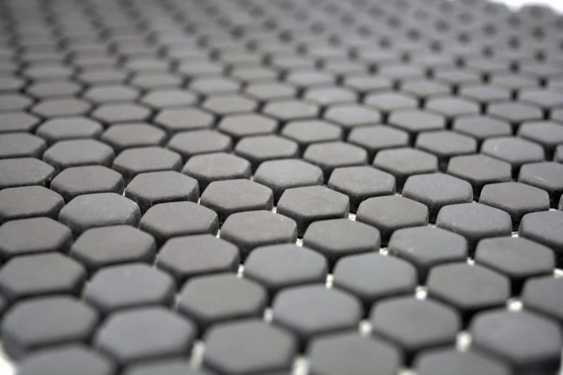 Échantillon manuel de mosaïque ECO Recycling GLAS Hexagon Enamel gris-brun mat MOS140-HX15G_m