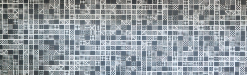 Hand-patterned retro vintage mosaic tile ECO recycled GLASS ECO black patchwork MOS145-P-90_m