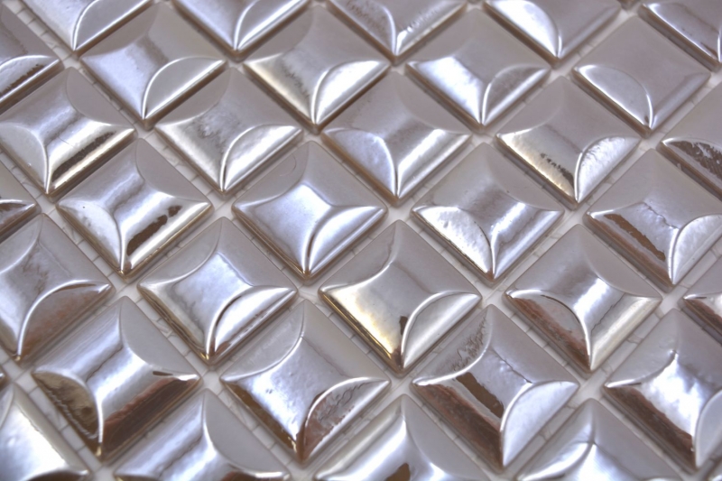 Piastrella di mosaico campione a mano ECO Recycling GLAS ECO coffee metallic 3DF MOS350-24_m