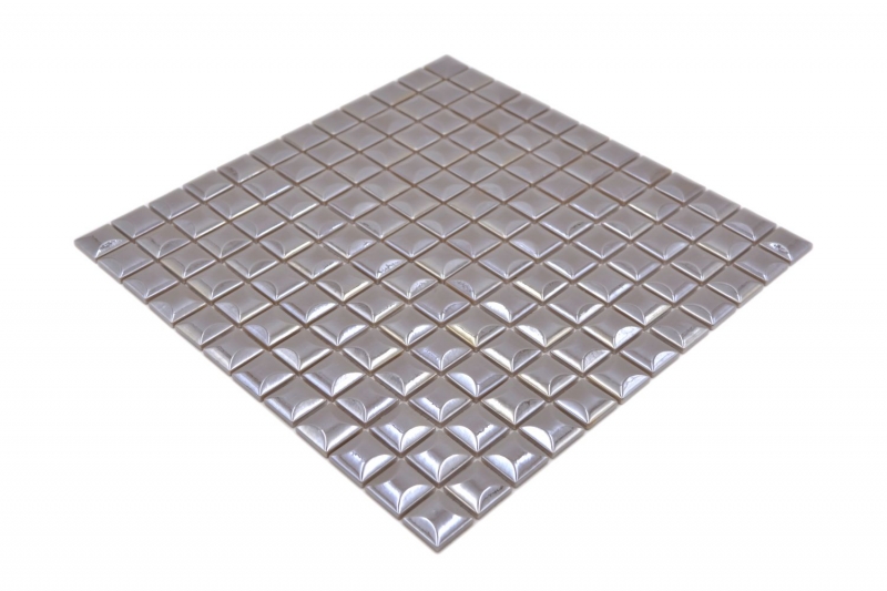 Piastrella di mosaico campione a mano ECO Recycling GLAS ECO coffee metallic 3DF MOS350-24_m