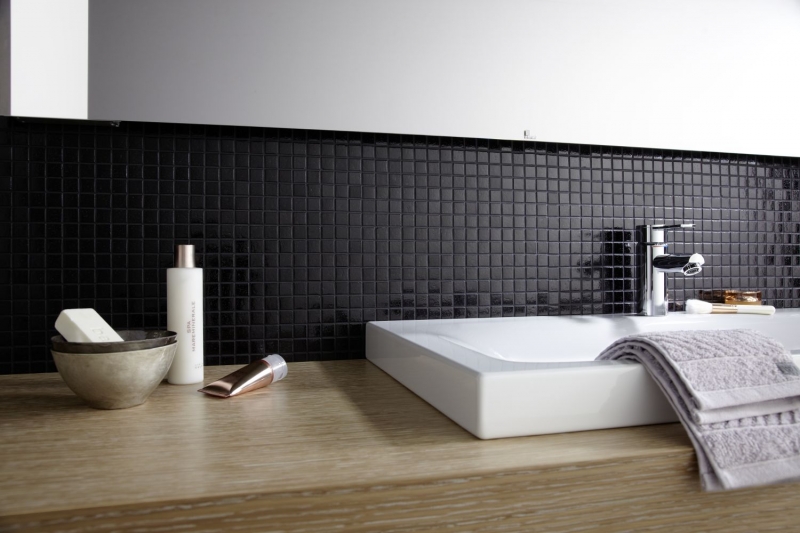 Hand sample mosaic tile glass black wall tile bathroom tile MOS50-0302_m