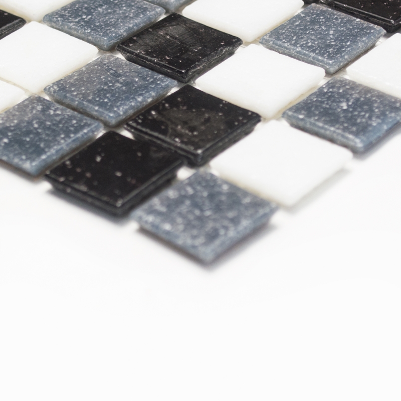 Hand sample mosaic tile glass wall tile bathroom tile shower splashback tile mirror white gray black MOS52-0302_m