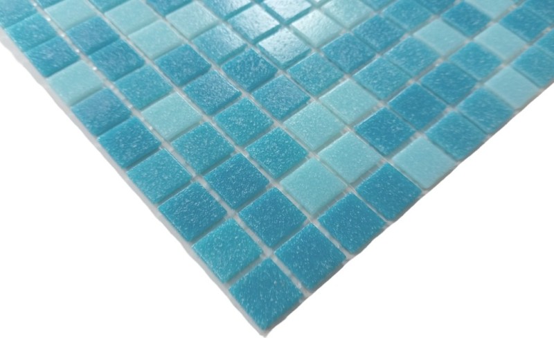 Handmuster Mosaikfliese Glas hellblau blau Wandfliesen Badfliese Duschrückwand Fliesenspiegel MOS52-0402_m