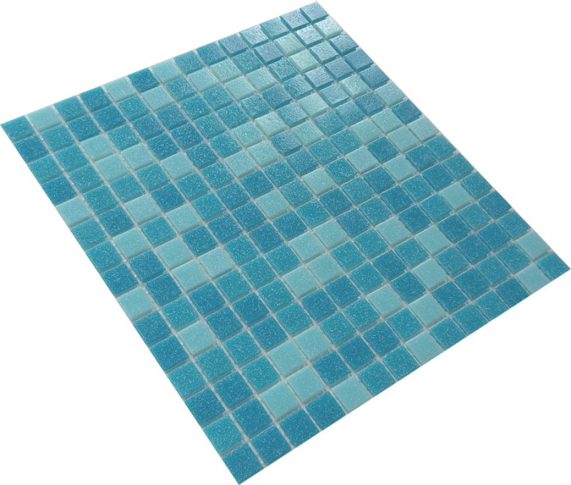 Handmuster Mosaikfliese Glas hellblau blau Wandfliesen Badfliese Duschrückwand Fliesenspiegel MOS52-0402_m