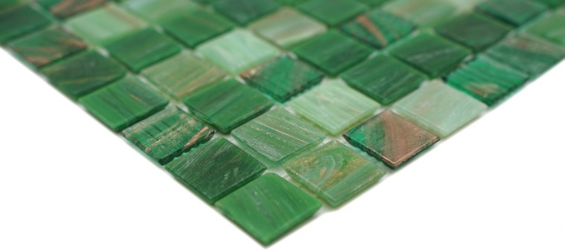 Motif manuel Carreau mosaïque en verre Goldensilk vert Carreaux muraux Carreaux de salle de bains Dos de douche MOS54-0504_m
