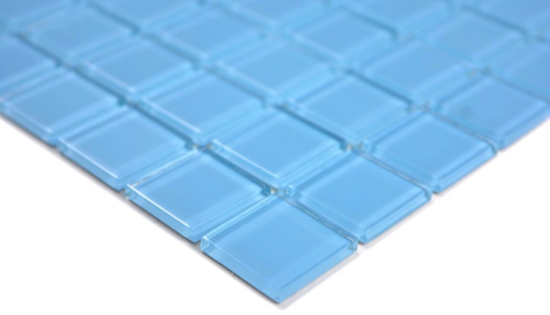 Mosaico dipinto a mano Mosaico di vetro traslucido Cristallo azzurro BAGNO WC Cucina Muro MOS63-0402_m