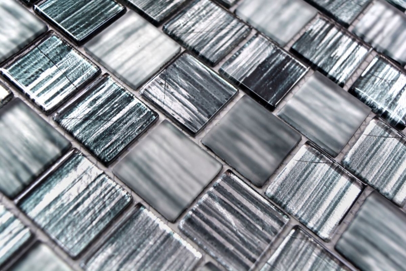 Mosaico dipinto a mano Mosaico in vetro traslucido Struttura in cristallo nero chiaro smerigliato MOS68-CF41_m