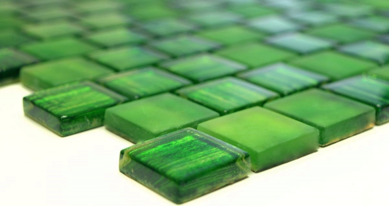 Mosaico dipinto a mano Mosaico in vetro traslucido Struttura in cristallo verde chiaro smerigliato MOS78-CF83_m