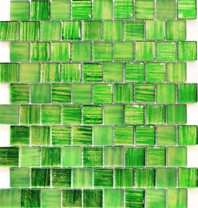 Hand-painted mosaic tile Translucent glass mosaic Crystal structure green clear frosted MOS78-CF83_m