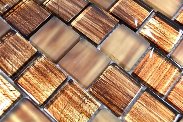 Hand-painted mosaic tile Translucent glass mosaic Crystal structure brown clear frosted MOS78-CF85_m