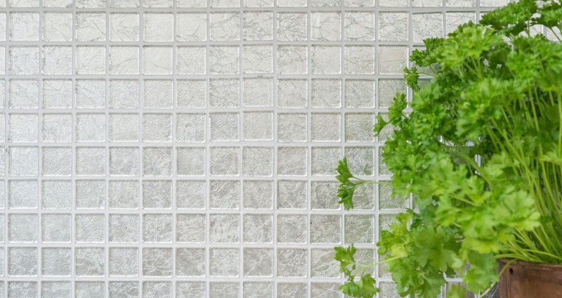 Hand-patterned mosaic tile Translucent glass mosaic Crystal silver structure BATH WC Kitchen WALL MOS68-4SB11_m