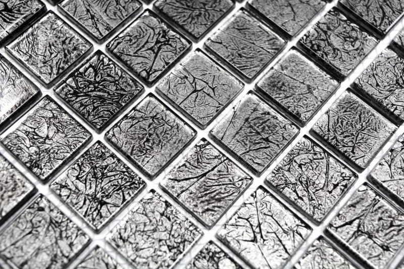 Mosaico dipinto a mano Mosaico in vetro traslucido Struttura in cristallo nero MOS63-CM-4BL12_m