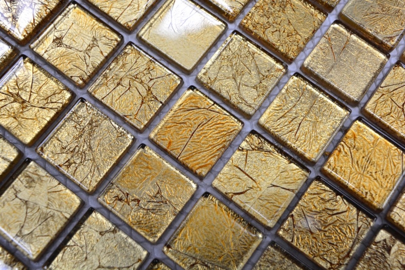 Handmuster Mosaikfliese Transluzent Glasmosaik Crystal gold Struktur MOS120-0742_m