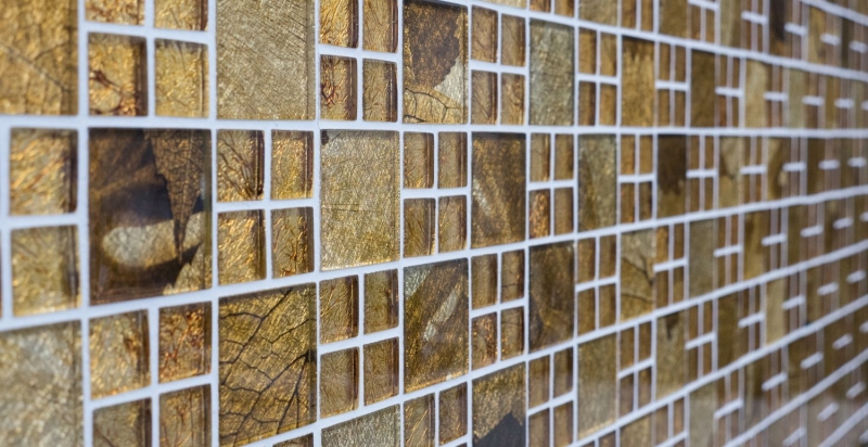 Handmuster Mosaikfliese Transluzent Kombination Glasmosaik Crystal Desert gold MOS88-8DSG_m