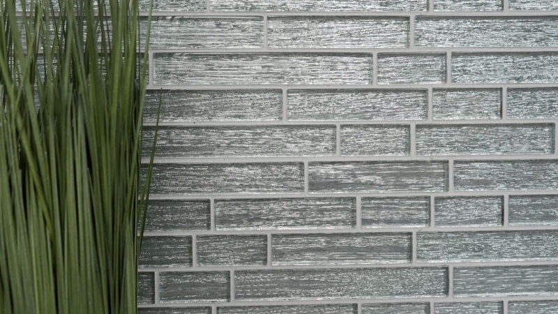 Hand-painted mosaic tile Translucent composite glass mosaic Crystal Chic silver MOS86-8CSV_m