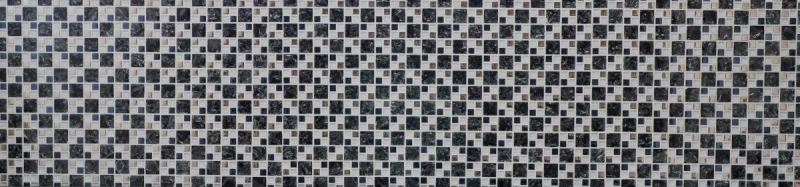 Handmuster Mosaikfliese Transluzent schwarz silber Kombination Glasmosaik Crystal EP schwarz klar silber MOS88-k1499_m