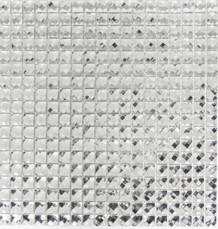 Motif à main Carreau de mosaïque Translucide cristal Mosaïque de verre Crystal scintillant argent MOS130-0204_m