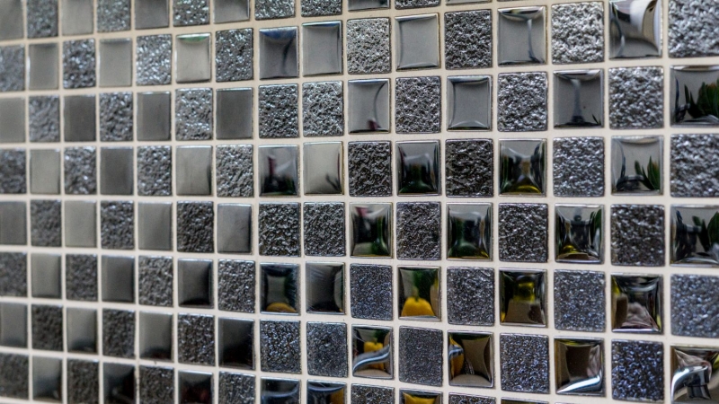 Piastrella di mosaico dipinta a mano Nero traslucido Mosaico di vetro Cristallo lucido nero MOS88-8LU89_m