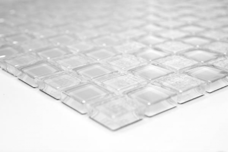 Motif manuel Carreau de mosaïque Translucide blanc Mosaïque de verre Crystal Lüster blanc MOS88-8LU90_m