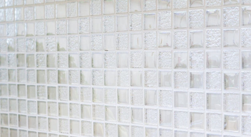 Piastrella di mosaico campione dipinta a mano Rivestimento in piastrelle Bianco traslucido Mosaico di vetro Cristallo bianco MOS88-8LU90_m