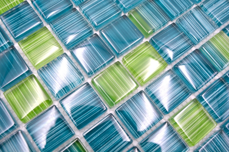 Handmuster Mosaikfliese Transluzent strichgrün Glasmosaik Crystal strichgrün MOS74-0509_m