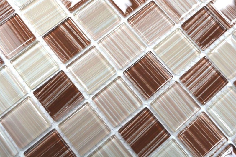 Hand-painted mosaic tile Translucent streaky beige Glass mosaic Crystal streaky beige MOS64-1209_m