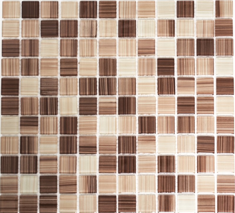 Hand-painted mosaic tile Translucent streaky beige Glass mosaic Crystal streaky beige MOS64-1209_m