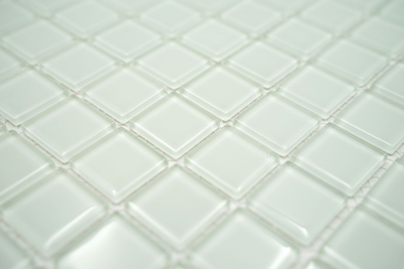 Piastrella di mosaico dipinta a mano Mosaico di vetro bianco traslucido Cristallo bianco opaco smerigliato MOS60-0111_m