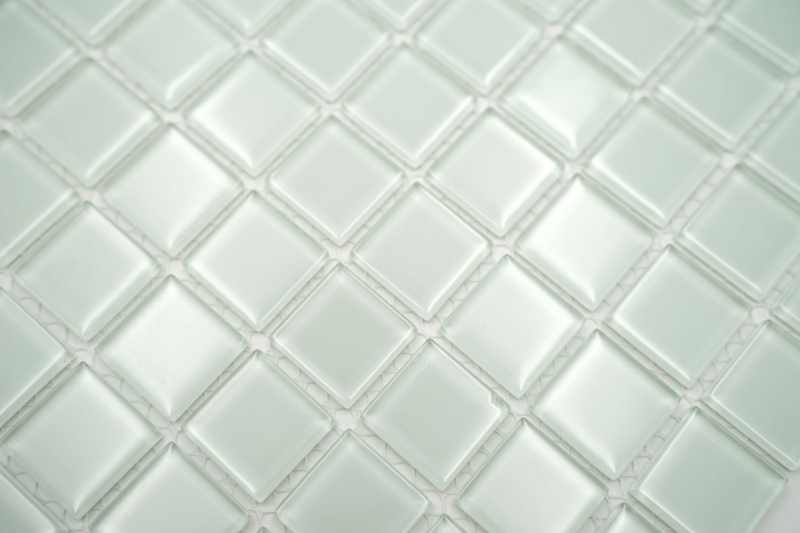 Piastrella di mosaico dipinta a mano Mosaico di vetro bianco traslucido Cristallo bianco opaco smerigliato MOS60-0111_m