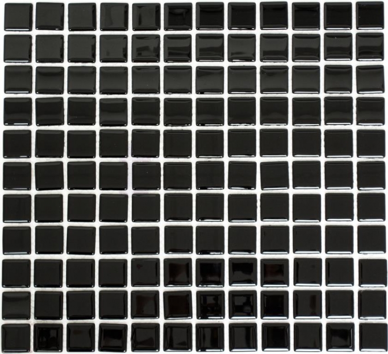 Handmuster Mosaikfliese Transluzent schwarz Glasmosaik Crystal schwarz MOS60-0304_m