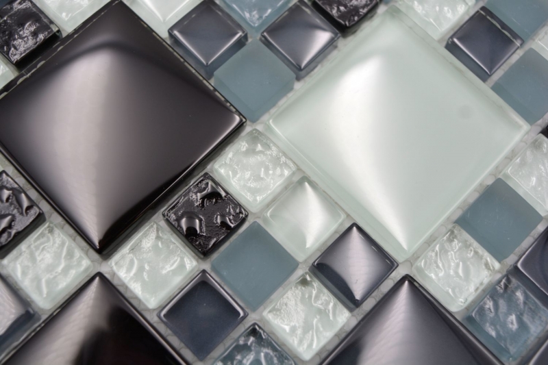 Hand sample mosaic tile translucent gray black combination glass mosaic Crystal gray black gray matt MOS78-0204_m