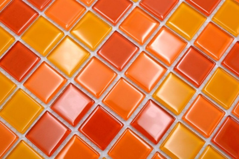 Handmuster Mosaikfliese Transluzent gelb orange rot Glasmosaik Crystal gelb orange rot MOS62-0802_m