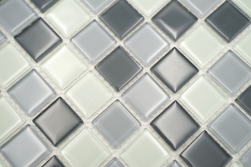 Piastrella di mosaico dipinta a mano Grigio traslucido Mosaico di vetro Grigio cristallo BAGNO WC Cucina PARETE MOS62-0204_m