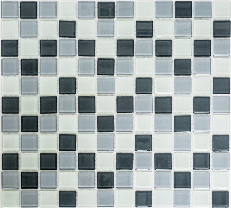 Handmuster Mosaikfliese Transluzent grau Glasmosaik Crystal grau BAD WC Küche WAND MOS62-0204_m